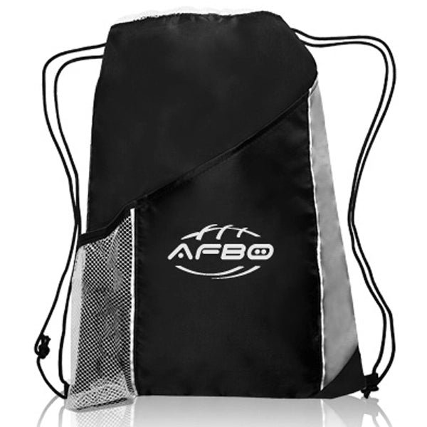 Two Color Drawstring Backpacks with Side Bottle Mesh Pockets