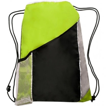 Two Color Drawstring Backpacks with Side Bottle Mesh Pockets