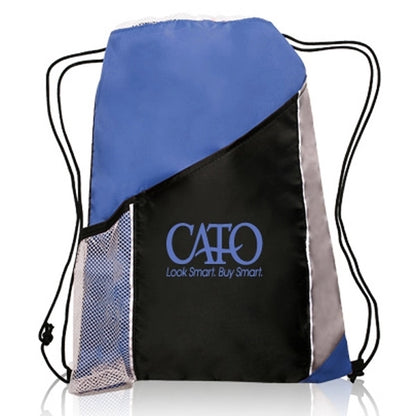 Two Color Drawstring Backpacks with Side Bottle Mesh Pockets