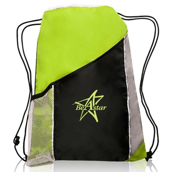 Two Color Drawstring Backpacks with Side Bottle Mesh Pockets
