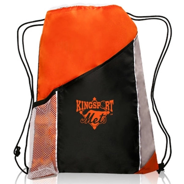 Two Color Drawstring Backpacks with Side Bottle Mesh Pockets