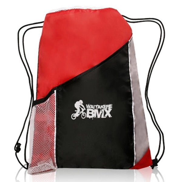 Two Color Drawstring Backpacks with Side Bottle Mesh Pockets