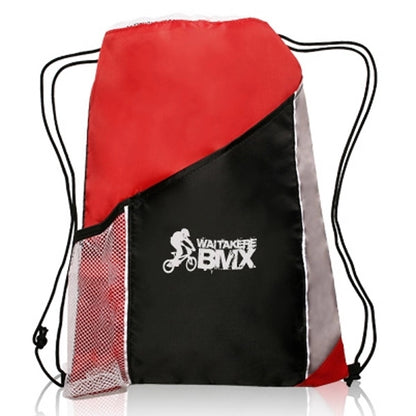 Two Color Drawstring Backpacks with Side Bottle Mesh Pockets
