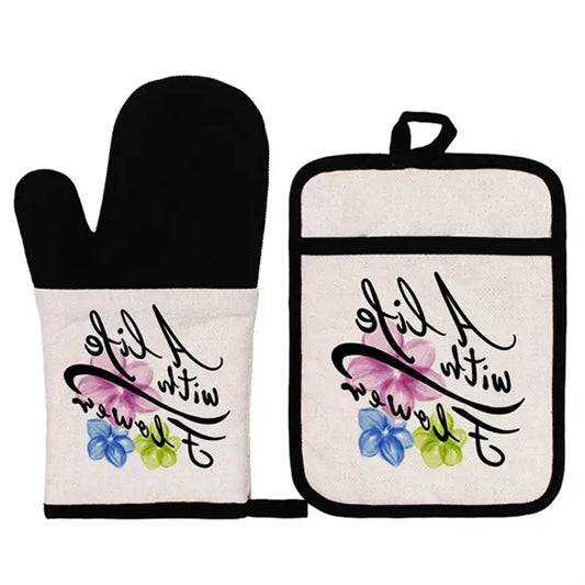 Custom Oven Mitts And Pot Holders Set