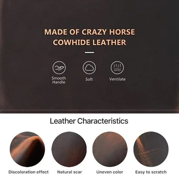 Genuine Leather Handmade Crazy Horse Print Pen Storage Box
