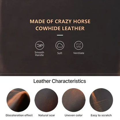 Genuine Leather Handmade Crazy Horse Print Pen Storage Box