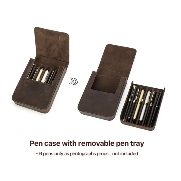 Genuine Leather Handmade Crazy Horse Print Pen Storage Box