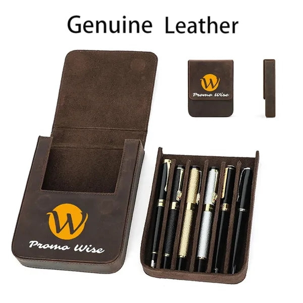 Genuine Leather Handmade Crazy Horse Print Pen Storage Box
