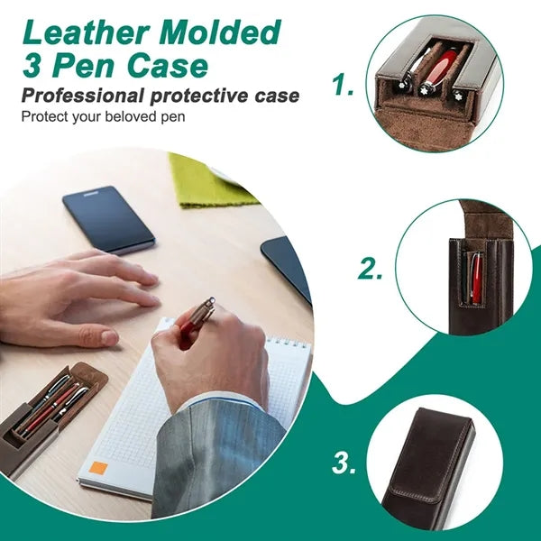 3/6 Slot Genuine Leather Large Capacity Pen Holder