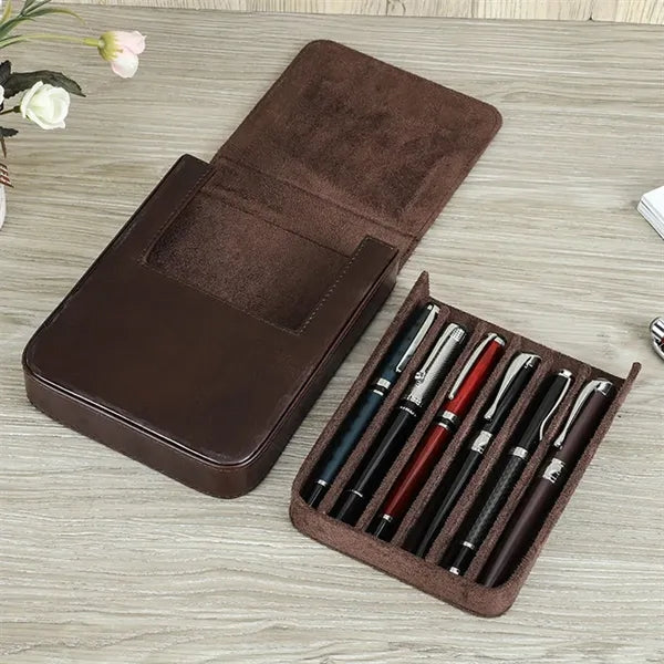 3/6 Slot Genuine Leather Large Capacity Pen Holder