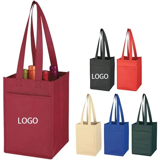 Non Woven 4-compartment Wine Tote Bag 7.25" x 11" x 7"