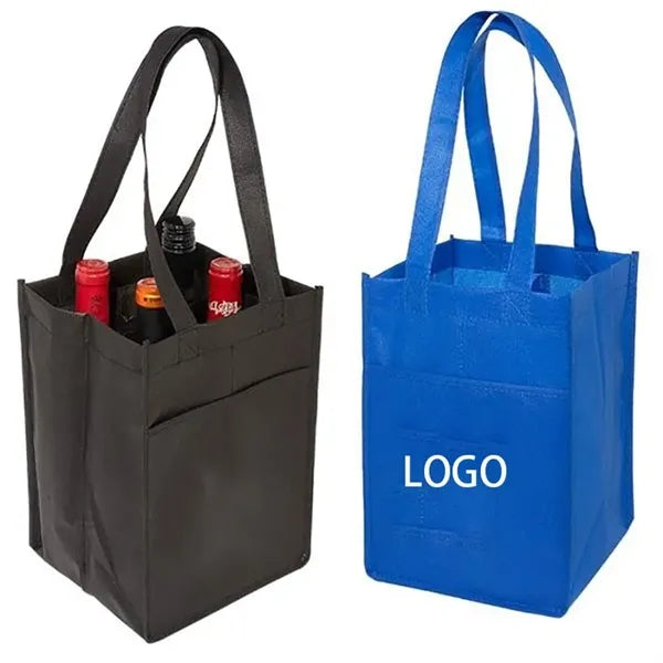 Non Woven 4-compartment Wine Tote Bag 7.25" x 11" x 7"