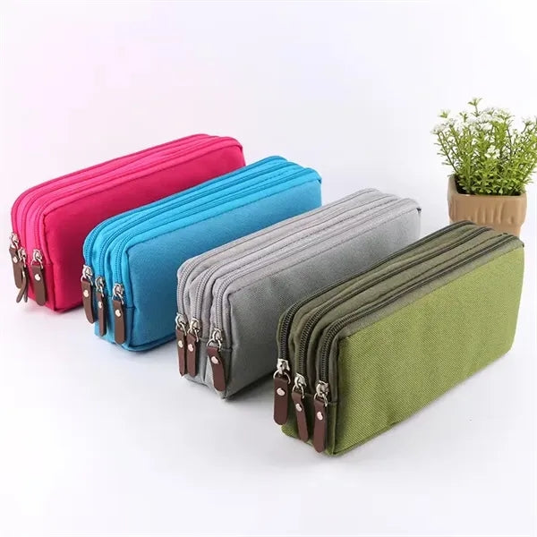 3 Compartments Large Capacity Pencil Case