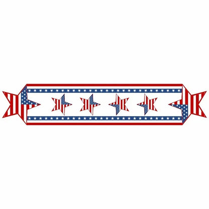 Patriotic Red and Blue Stripes Retro Table Runner