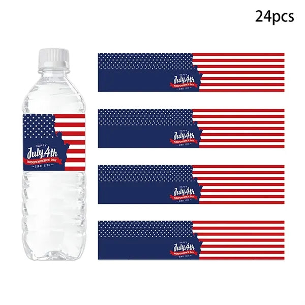 24 Pack Independence Day Bottle Stickers