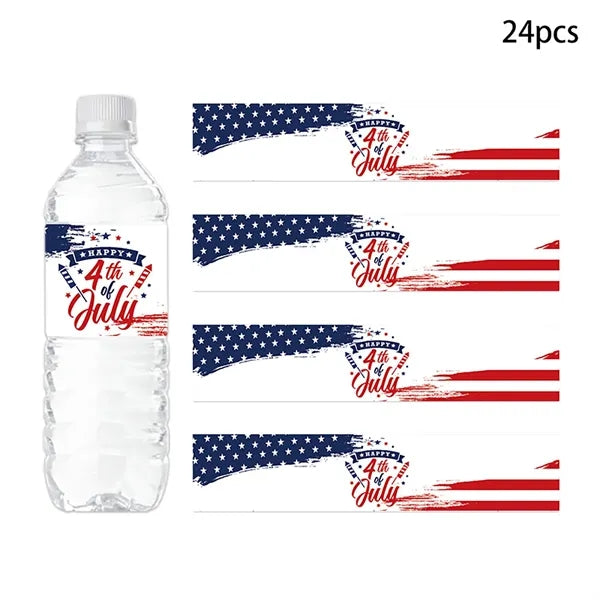 24 Pack Independence Day Bottle Stickers