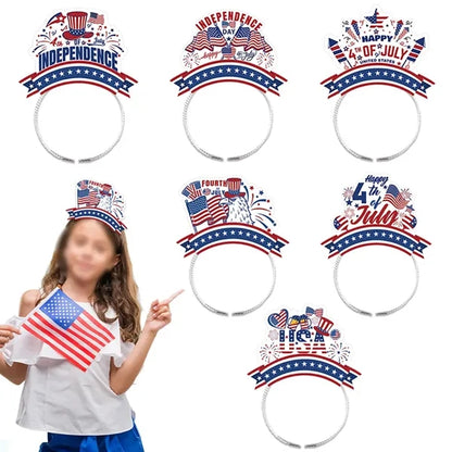 6-Pcs 4th of July Decorative Patriotic Party Headbands