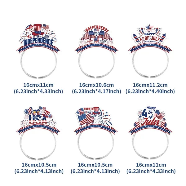 6-Pcs 4th of July Decorative Patriotic Party Headbands