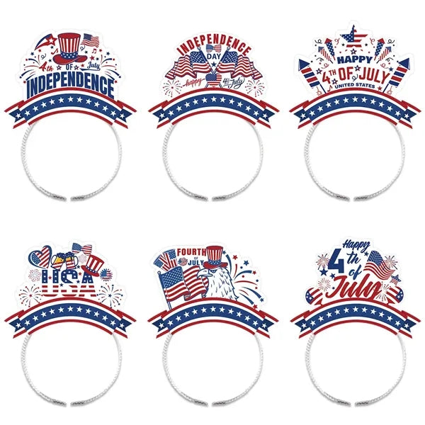 6-Pcs 4th of July Decorative Patriotic Party Headbands