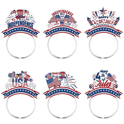 6-Pcs 4th of July Decorative Patriotic Party Headbands