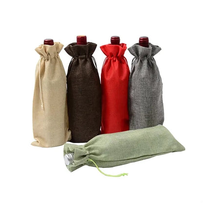 Burlap Wine Bag