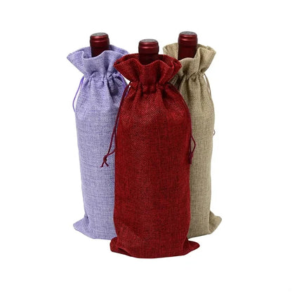 Burlap Wine Bag