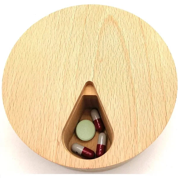 1 week Round Wooden Pill Box