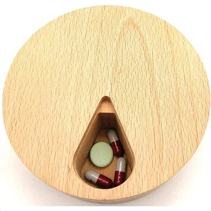 1 week Round Wooden Pill Box