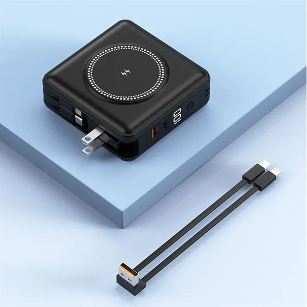Magnetic Wireless Power Bank With Built-In Plug