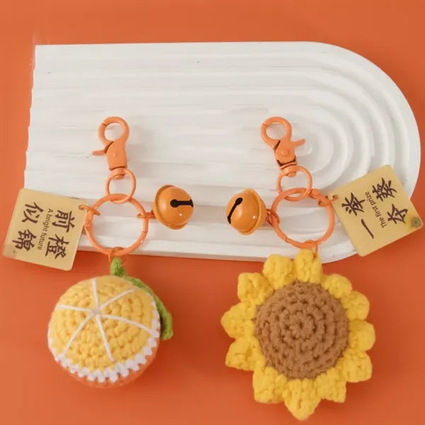 Cute Sunflower handmade Crochet Weave Keychain