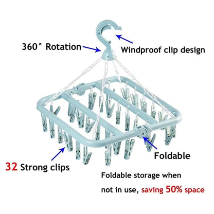 Laundry Hangers with 32 Clips