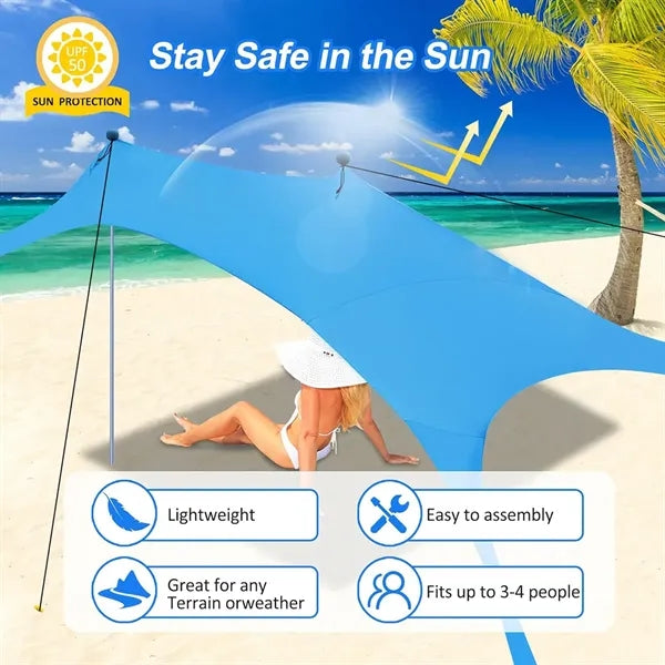 Portable Beach Tent Sun Shelter with Sandbag