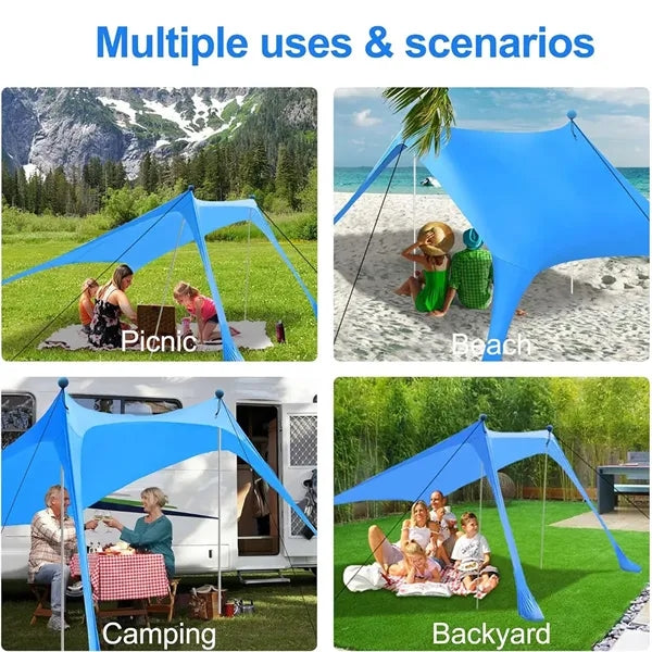 Portable Beach Tent Sun Shelter with Sandbag