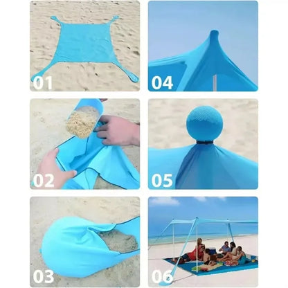 Portable Beach Tent Sun Shelter with Sandbag