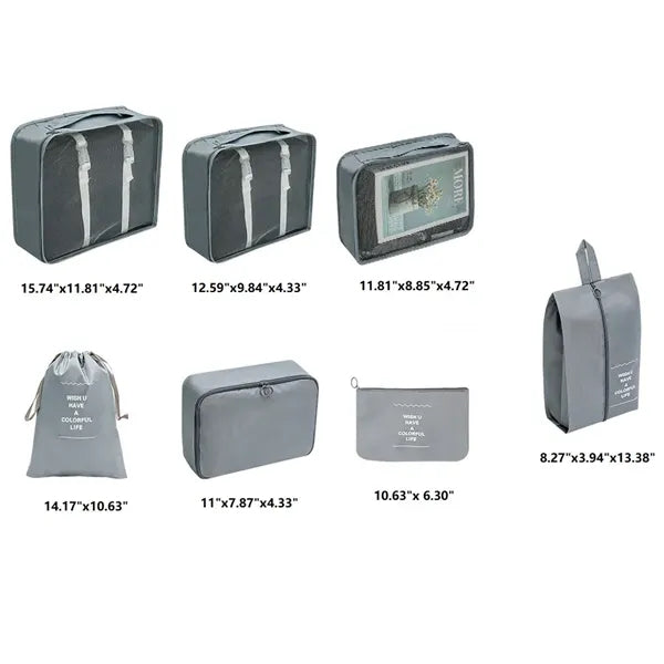 7 Set Packing Cubes Travel Luggage Organizer