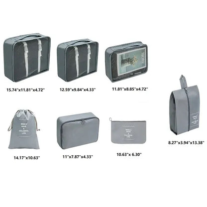 7 Set Packing Cubes Travel Luggage Organizer