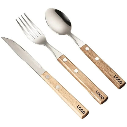 Wooden handle Stainless Steel Custom Engraved Utensils