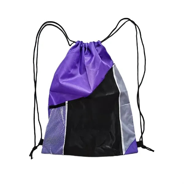 Printed Mesh Pocket Drawstring Backpack
