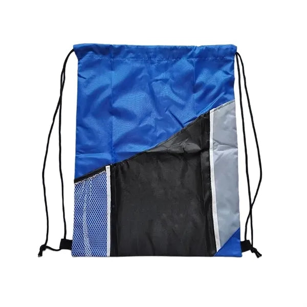 Printed Mesh Pocket Drawstring Backpack