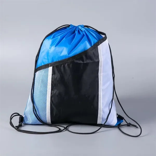 Printed Mesh Pocket Drawstring Backpack