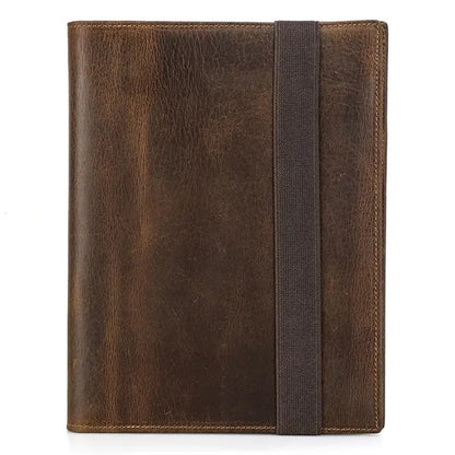 A5/B5 Genuine Leather Portfolio with Card Slots Pen Holder