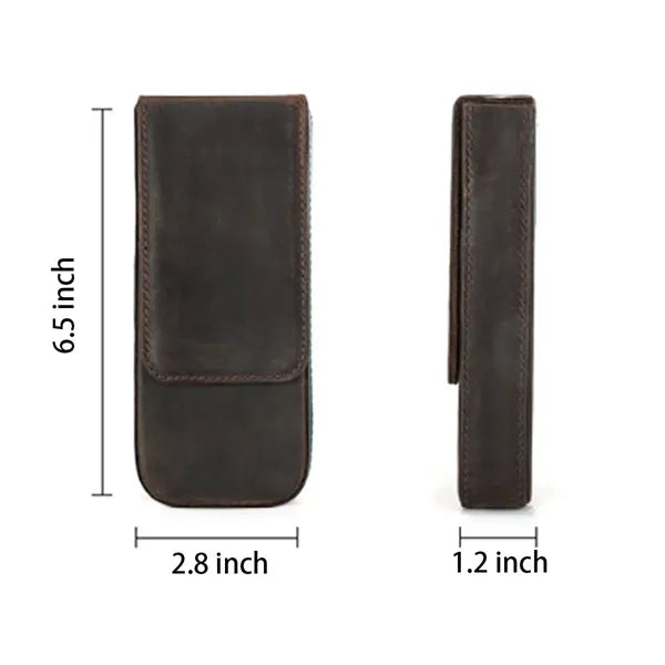 3 Slot Genuine Leather Pen Case with Detachable Inner