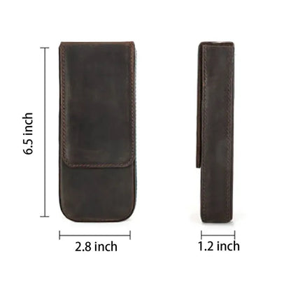 3 Slot Genuine Leather Pen Case with Detachable Inner