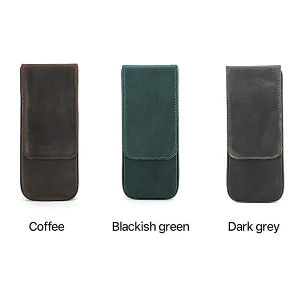 3 Slot Genuine Leather Pen Case with Detachable Inner
