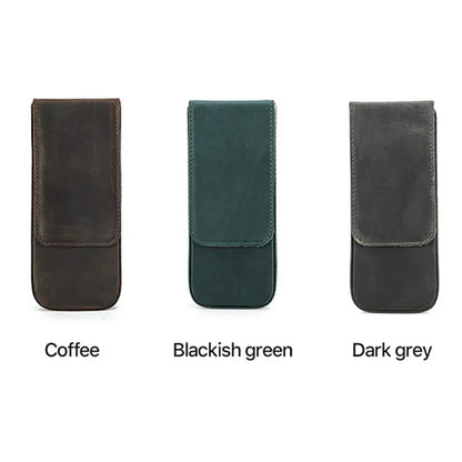 3 Slot Genuine Leather Pen Case with Detachable Inner