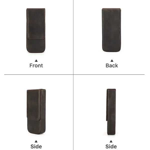 3 Slot Genuine Leather Pen Case with Detachable Inner