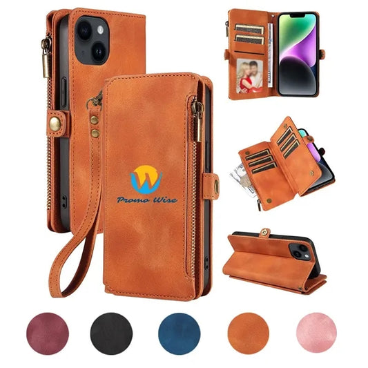 3 in 1 Leather Zipper Wallet Phone Case Card Pocket
