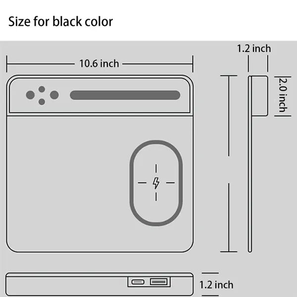 4 in 1 Mouse Pad with Fast Wireless Phone Charger Pen Holder