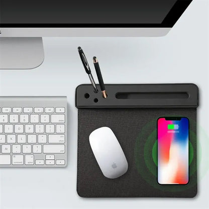 4 in 1 Mouse Pad with Fast Wireless Phone Charger Pen Holder
