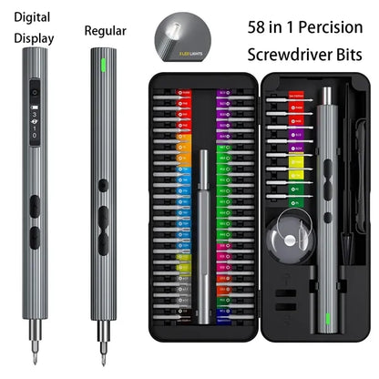 58 in 1 Magnetic Electric Screwdriver Set with LED Lights